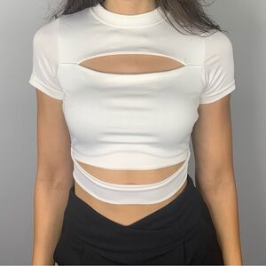 White short sleeves Top Cut-out